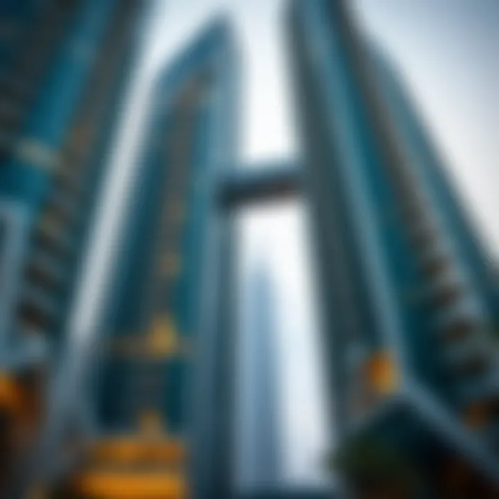 Architectural details highlighting the design of the 14 Tower