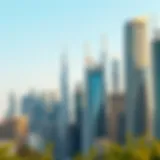 Dubai's Iconic Modern Skyline A stunning skyline of Dubai showcasing modern architecture