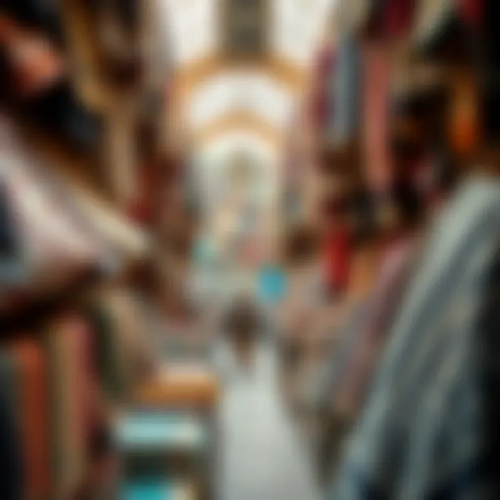 Exquisite Textiles at Dubai's Souk An array of intricate textiles and fabrics displayed at a souk