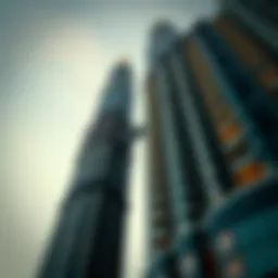 The intricate facade of a modern skyscraper in Dubai