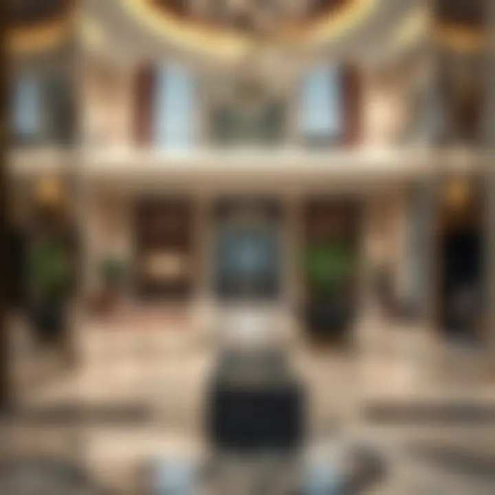 Luxurious interior design of the Grand Hyatt Dubai lobby, exuding elegance.