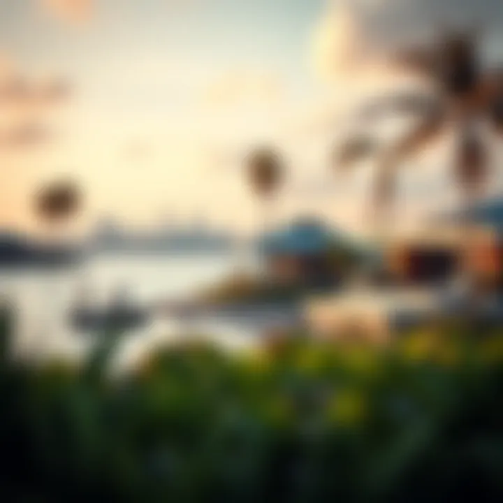 Luxurious waterfront villas on Palm Island with skyline in the background