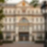 A grand facade of a royal palace showcasing intricate architectural details.