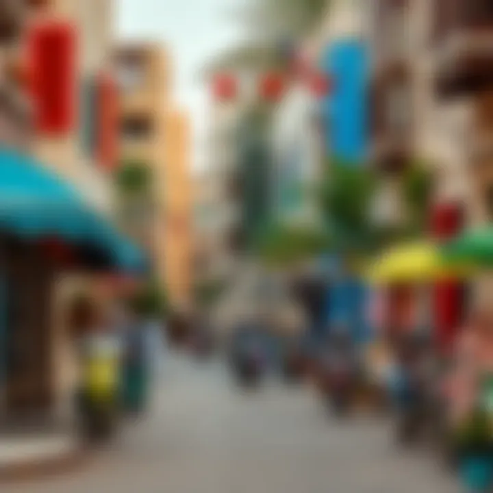 Vibrant neighborhood streets adorned with local culture