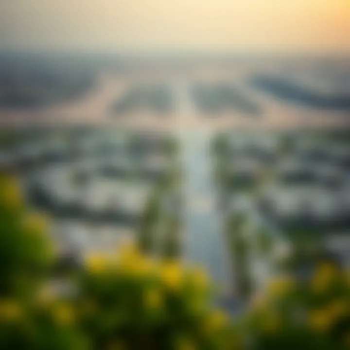 An aerial shot of the Meadows, illustrating the community layout and amenities