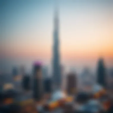 The Burj Khalifa towering above the city skyline