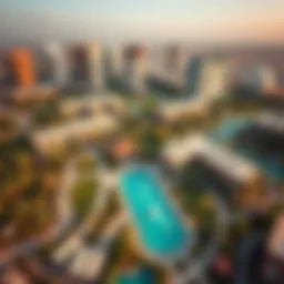 Aerial view of Wasl Park showcasing its vibrant green spaces