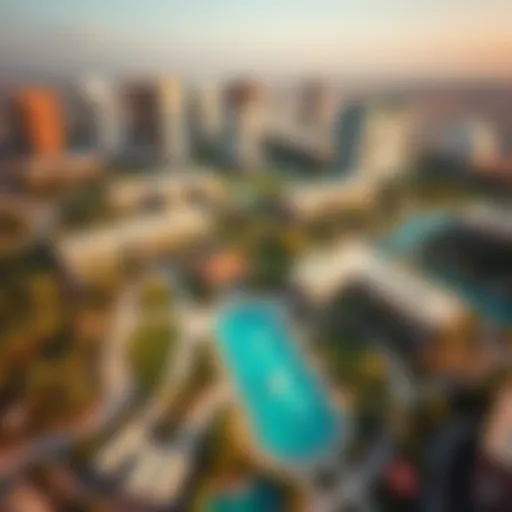 Aerial view of Wasl Park showcasing its vibrant green spaces