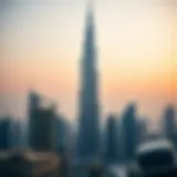 The Burj Khalifa towering above the Dubai skyline