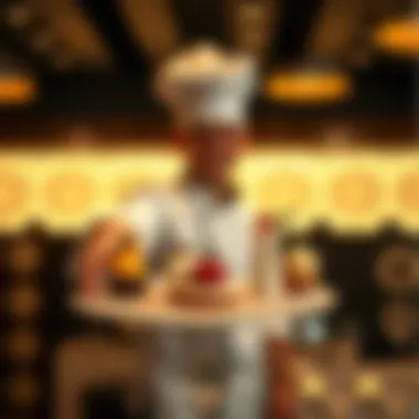 A chef showcasing an exquisite dessert platter