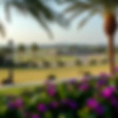 Beautifully landscaped grounds surrounding the polo fields at Habtoor Polo Club