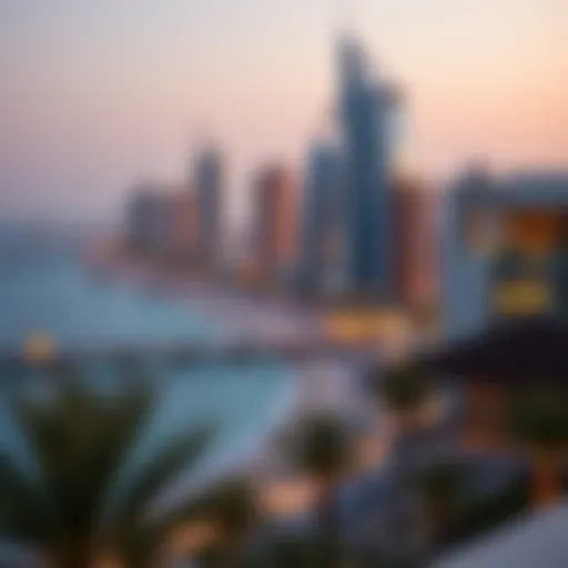Panoramic view of Jumeirah Beach with luxury hotels in the background