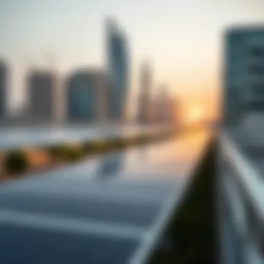 Innovative Solar Energy Solutions in Masdar City Solar panels integrated into the urban landscape of Masdar City