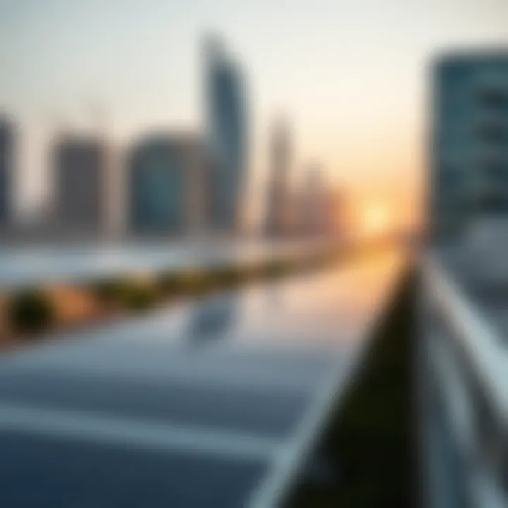 Innovative Solar Energy Solutions in Masdar City Solar panels integrated into the urban landscape of Masdar City