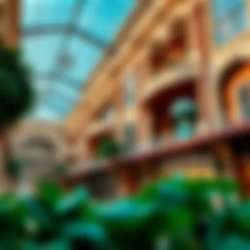 View of Mercato Mall's distinctive architectural design showcasing Italian-inspired elements