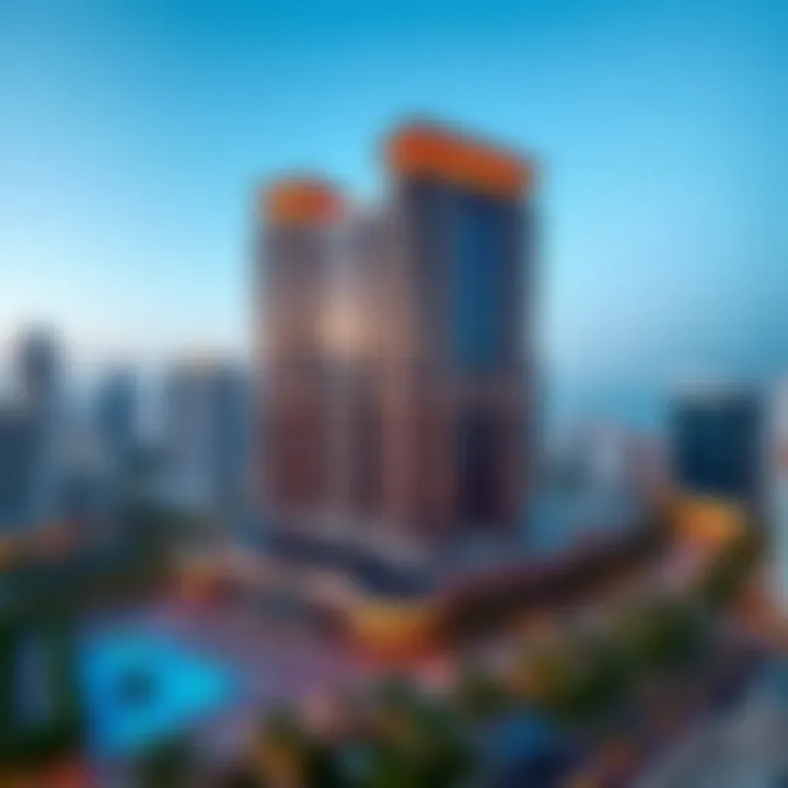 Architectural Elegance of Movenpick Dubai Downtown Panoramic view of Movenpick Dubai Downtown showcasing its architectural elegance