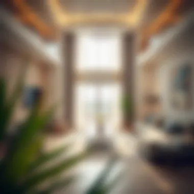 Spacious living area with modern decor in villa