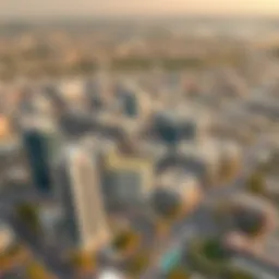 Aerial view of a modern business district in the UAE