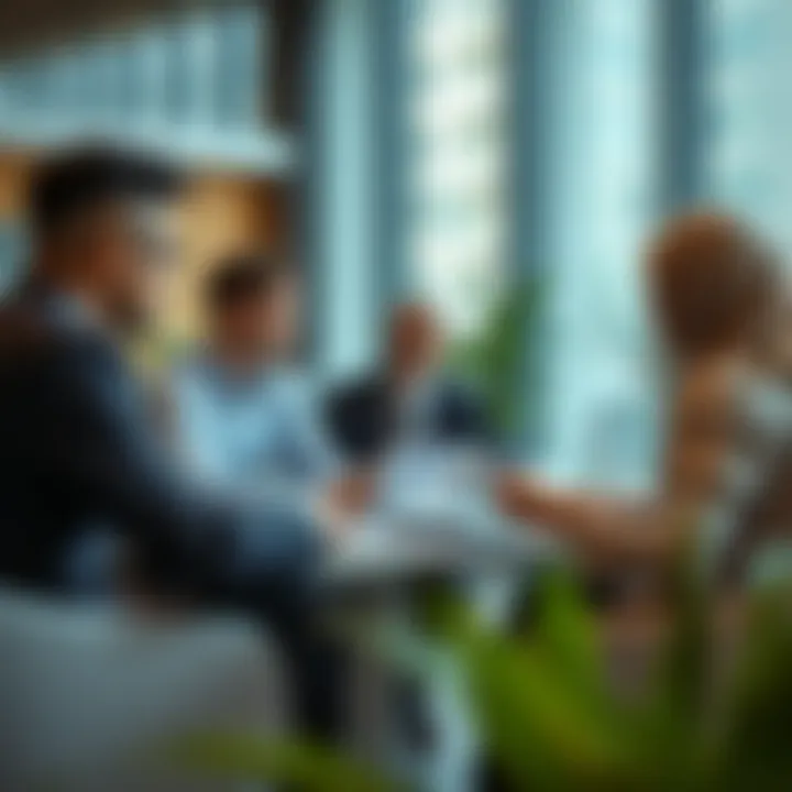 Strategic Business Discussions A group of professionals discussing a business deal