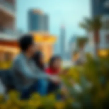 A serene lifestyle scene showing a family enjoying time in Dubai