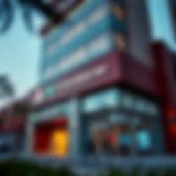 Emirates NBD bank facade showcasing modern architecture