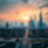 Stunning skyline of Dubai with real estate plots