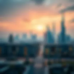Stunning skyline of Dubai with real estate plots