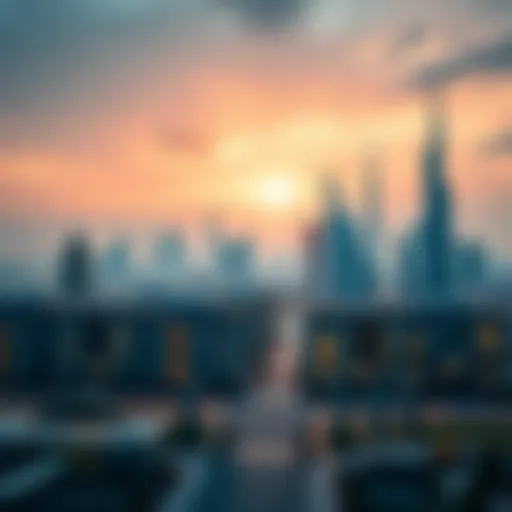 Stunning skyline of Dubai with real estate plots