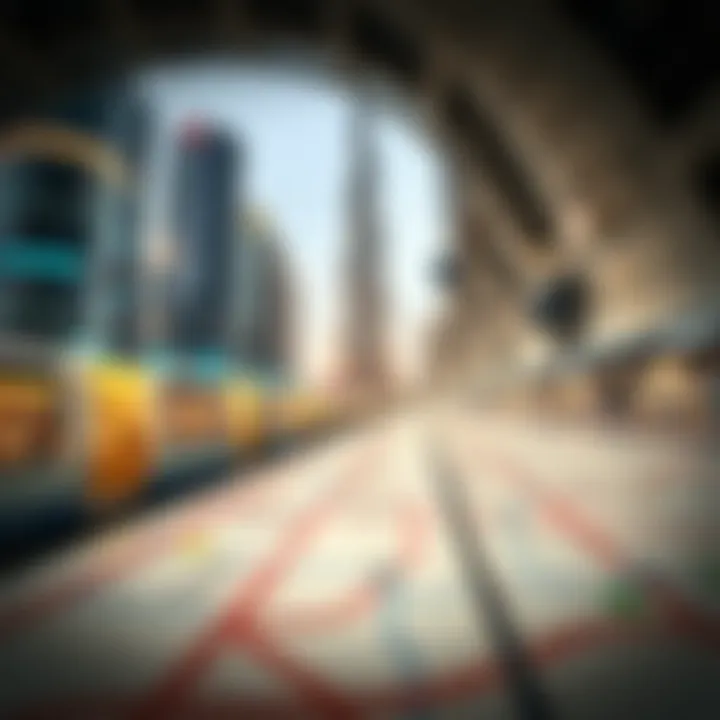 Map highlighting the metro route to Burj Khalifa