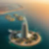 Aerial view of Palm Jumeirah showcasing its unique shape and luxury villas