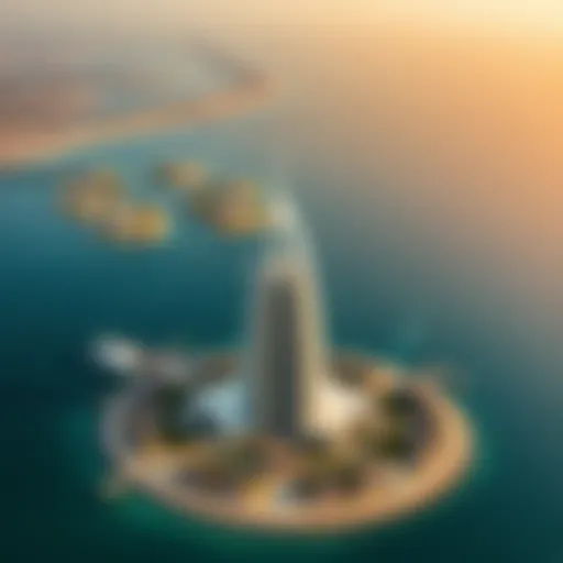 Aerial view of Palm Jumeirah showcasing its unique shape and luxury villas