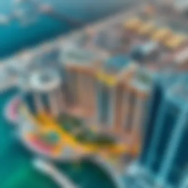 Aerial view of Prism Business Bay showcasing its striking architecture