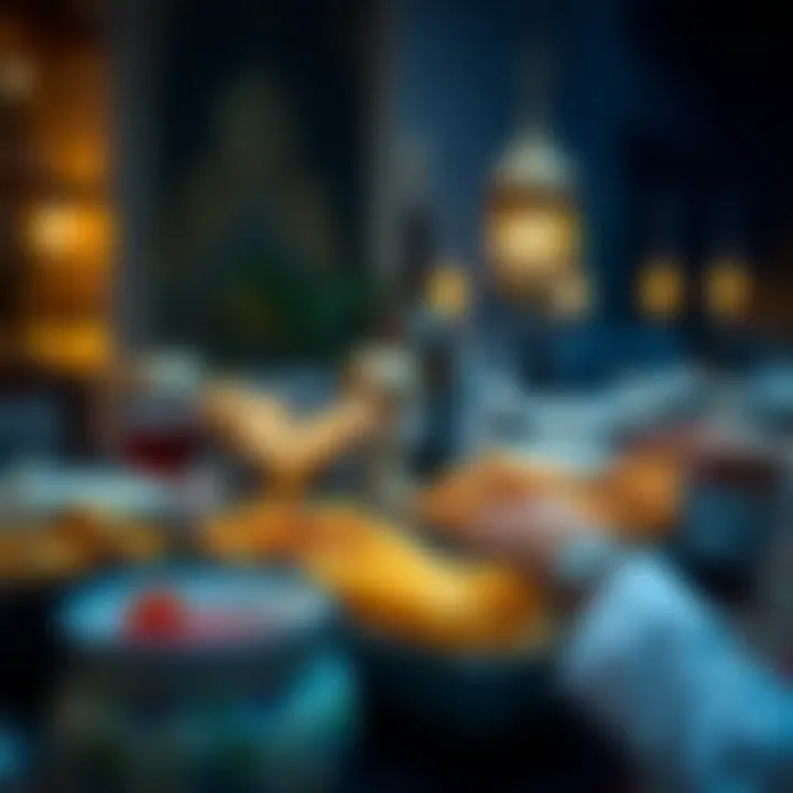 A traditional Iftar setting showcasing cultural delicacies enjoyed during Ramadan.