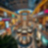 Aerial view of Dubai's iconic shopping mall showcasing luxury brands