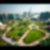 Aerial view of Reem Central Park showcasing lush greenery