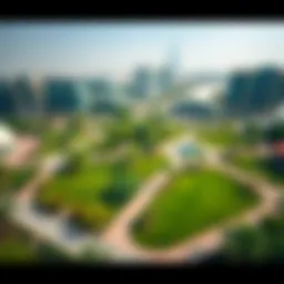 Aerial view of Reem Central Park showcasing lush greenery