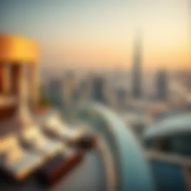 Panoramic view of Dubai's skyline from Regalia's rooftop amenities.