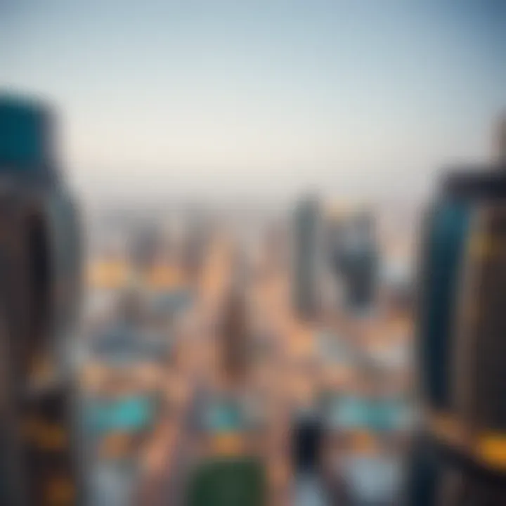 Panoramic view of Dubai skyline from Regina Tower