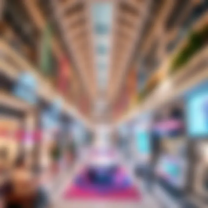 Interior layout featuring diverse shops and entertainment zones
