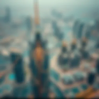 Aerial view of Sheikh Suroor Building in the context of Dubai skyline