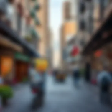 Vibrant Street Scene in Deira A bustling street scene in Deira filled with shops, cafes, and local culture