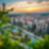 A panoramic view of Spring Meadows showcasing its lush greenery and modern architecture.