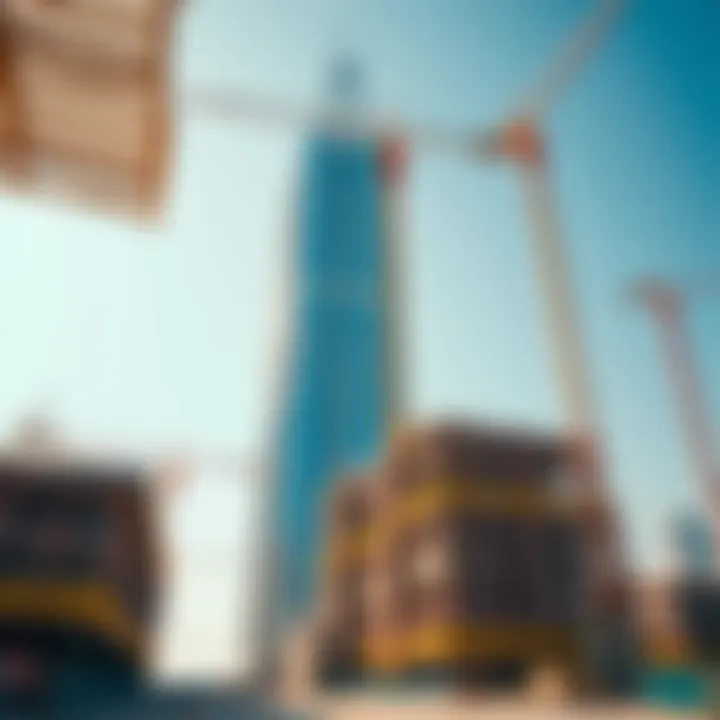 Challenges in Construction of the Tallest Building Construction site dynamics, illustrating the challenges faced during the building process