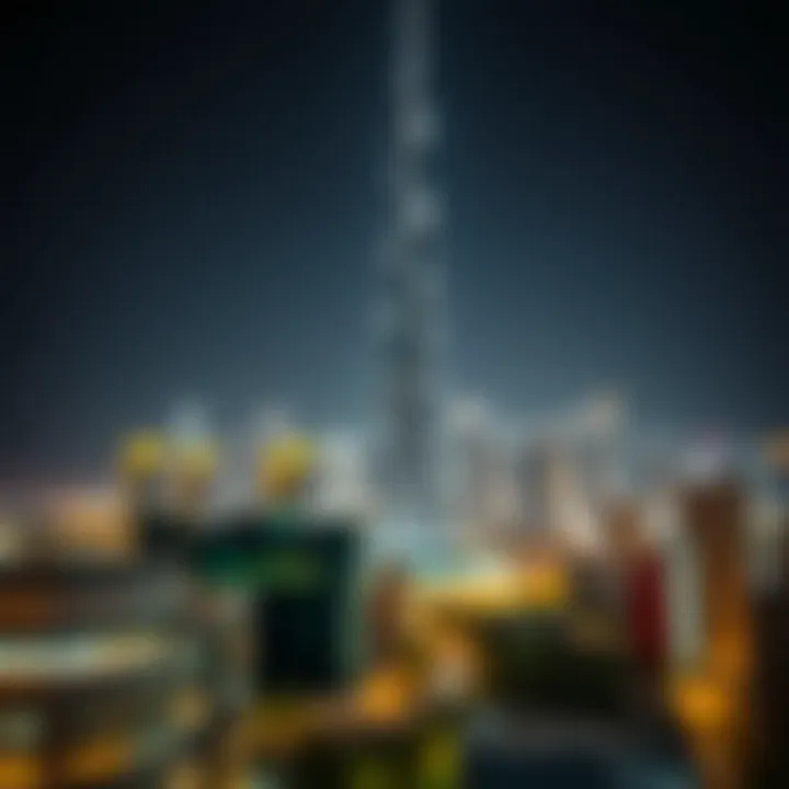 Nighttime Illumination of the Skyscraper Nighttime illumination of the skyscraper, emphasizing its impact on Dubai's skyline