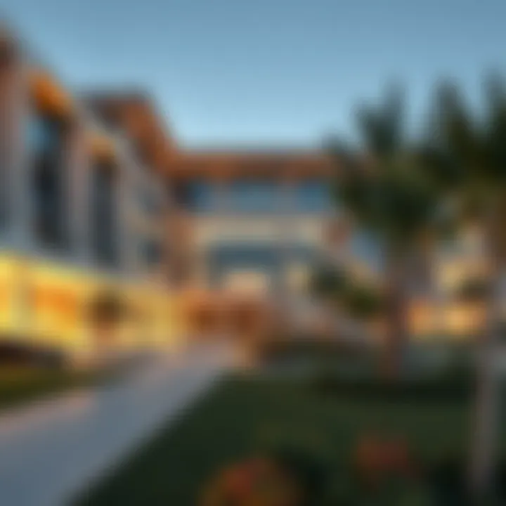 Modern Campus Architecture Exterior view of the British University in Dubai's modern campus