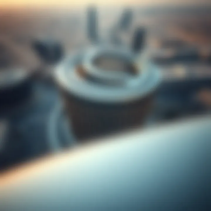 Aerial view of Curve Building showcasing its prominence on Sheikh Zayed Road