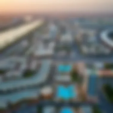 Aerial view of Al Zahia area highlighting its strategic location within Dubai
