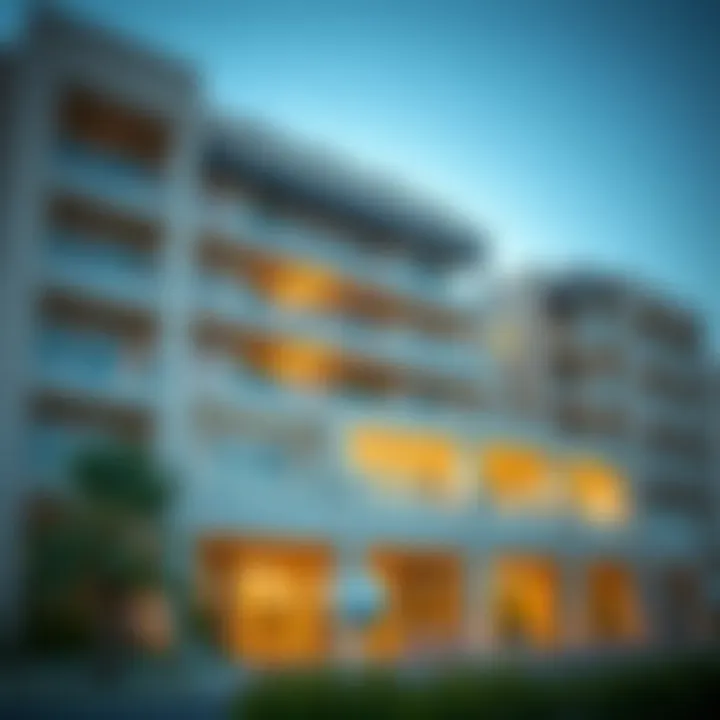 Elegant exterior view of The Loft Fifth Avenue City Centre Al Zahia showcasing modern architecture