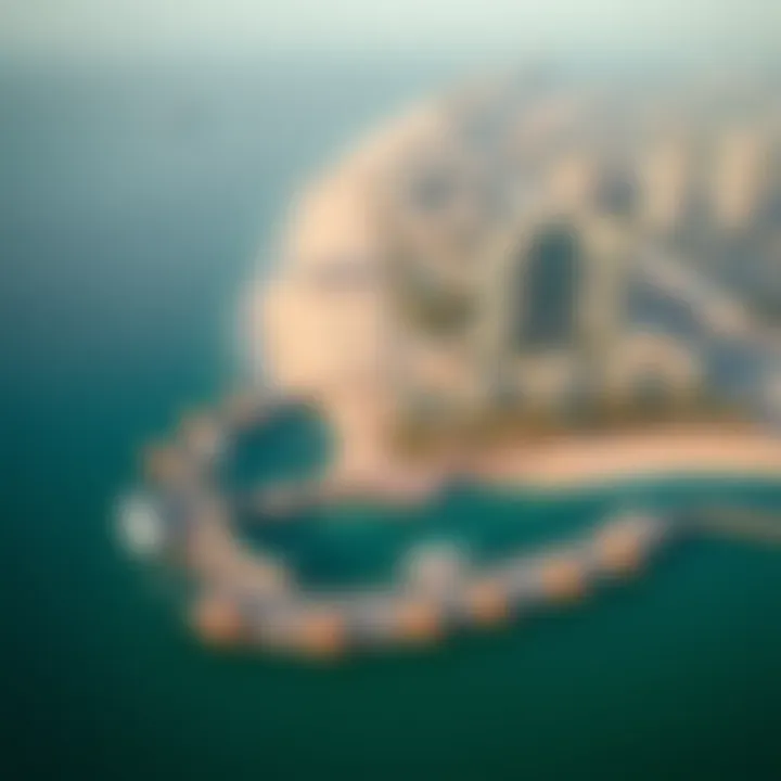Aerial view showcasing the expansive sandy shoreline of The Pointe Beach