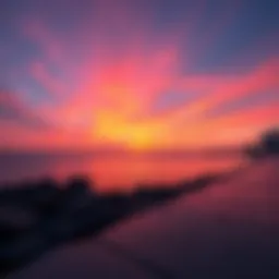 Stunning sunset view over The Pointe Beach with vibrant hues reflecting on the water